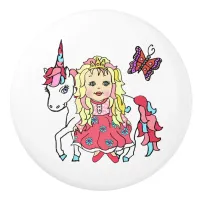 Blonde Princess, Butterfly and Unicorn Ceramic Knob