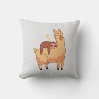 Sleeping Sloth Hitches a Ride on a Llama Throw Pillow