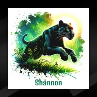 Black Panther with green surroundings Monogram | Floor Decals