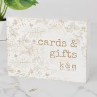 Golden Leaf Pattern Wedding Cards & Gifts ID655 Wooden Box Sign