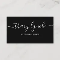 Simple Black White Handwritten Script Calligraphy Business Card