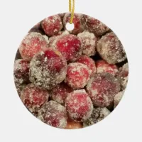 Sugared Cranberries Christmas Ceramic Ornament