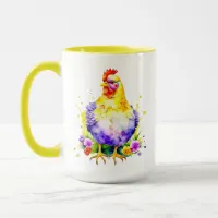 Cool Chick Power | Cute Watercolor Chicken Art Mug