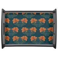 Spiders & Lilies Spooky Halloween Vintage Pattern Serving Tray