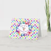 Cute Colorful Watercolor Bunny and Polka Dots Thank You Card