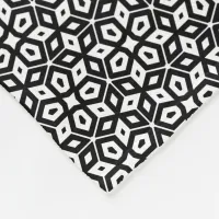 Black & White Abstract Geometric Mosaic Patterned Fleece Blanket