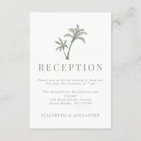 Tropical Palm Tree Sage Green Wedding Reception Enclosure Card