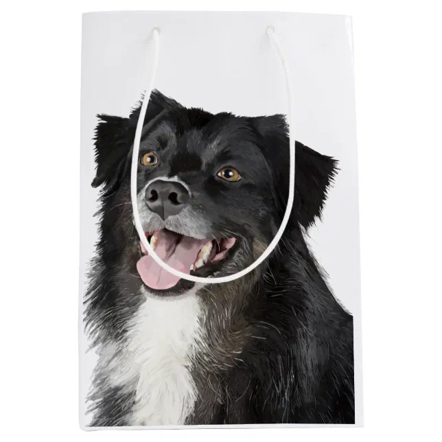 Realistic painting of a beautiful dog medium gift bag
