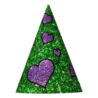 Green and Purple Glitter Party Hat