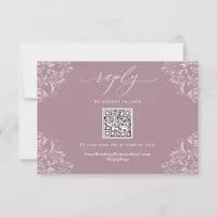 Elegant Mauve Dusty Rose Vintage Wedding QR Code RSVP Card