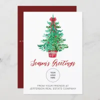 Vintage Christmas Tree Company Logo Business Holiday Card