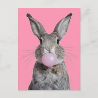 Beautiful Fantasy Rabbit Chewing Bubble Gum Postcard