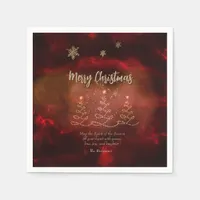 Modern Red Gold Christmas Tree Napkins