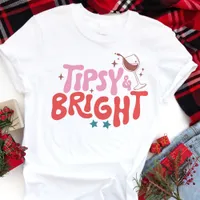 Tipsy and Bright Fun Christmas Holiday Party Tri-Blend Shirt