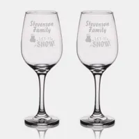 Christmas Let It Snow Monogram Name etched Wine Glass