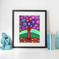 Pretty Colorful Whimsical Folk Art  Poster