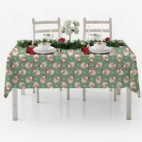 Vintage Retro Santa Green Christmas Tablecloth