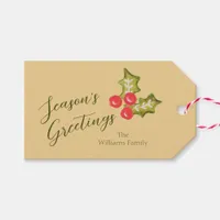 Holly Berries Kitchy Christmas Traditional Red  Gift Tags