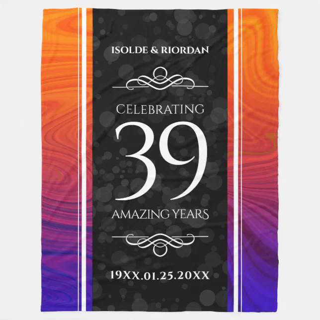 Elegant 39th Agate Wedding Anniversary Celebration Fleece Blanket