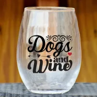 Dogs and Wine Stemless Glass