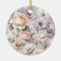 Elegant Rose Blossoms Ceramic Ornament