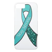 Ovarian Cancer Awareness Tibbon Teal and Glitter iPhone 8/7 Case