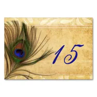 Rustic Peacock Feather wedding table numbers