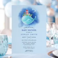 Blue Whale Nautical Baby Shower Invitation