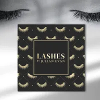 Luxe Black and Gold Eye lash Square Business Card