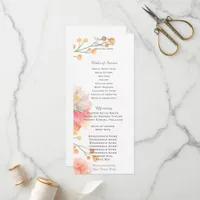 Tropical Peach Flowers Wedding Program