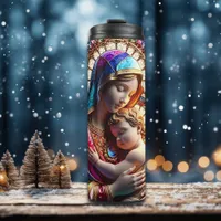 Virgin Mary and Baby Jesus Stained Glass Thermal Tumbler