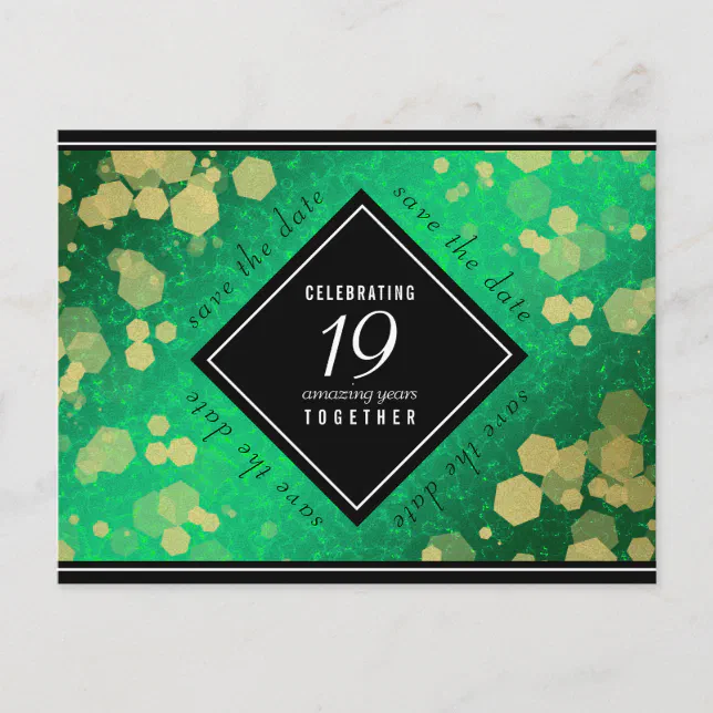 Elegant 19th Jade Wedding Anniversary Celebration Announcement Postcard
