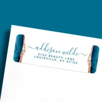 Teal And Gold Watercolor Return Address Label