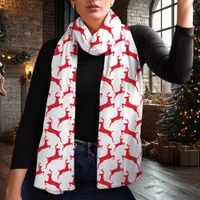 Minimalist Red Deer Pattern Christmas Scarf