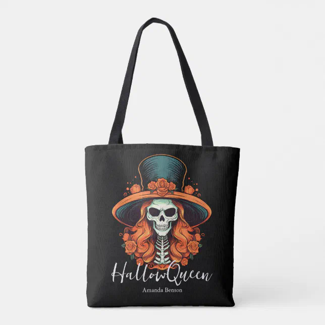 HallowQueen Skeleton Woman Halloween Tote Bag