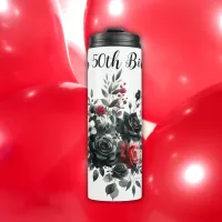 Happy 50th Birthday Red and Black Roses | Thermal Tumbler