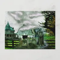 *~* Spooky Bolts Lightneing House HALLOWEEN Postcard