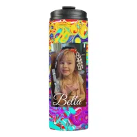 Personalized Purple, Blue, Yellow Photo Thermal Tumbler