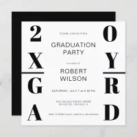 Black White Bold Typography Graduation Party Invit Invitation