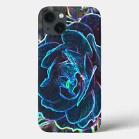 Swirly Blue Neon Rose Case-Mate iPhone Case