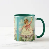 Vintage Easter Girl in Egg on Purple Flowers, ZSSG Mug