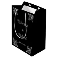 Bold Black and White Vintage Wedding Medium Gift Bag