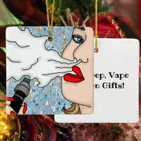 Retro Style Vaping Lady Christmas Ceramic Ornament