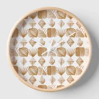 Bold Caribbean Tribal Mudcloth: Gold, White Clock