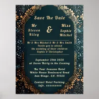 Luxurious Black and Gold Floral Wedding Invitation Poster