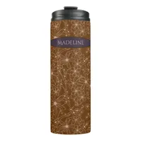 Country Flowers Hand Drawn Pattern Brown Rustic Thermal Tumbler