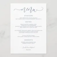 Bounce Calligraphy Swirly (Dusty Blue) Wedding Menu