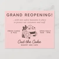 Cake Logo Bakery Business Grand Reopening Postcard