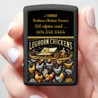 Farmers Tending to Lively Leghorn Chickens at Dusk Zippo Lighter