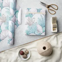 Coastal Seashells & Coral Pattern#3 ID1009 Wrapping Paper